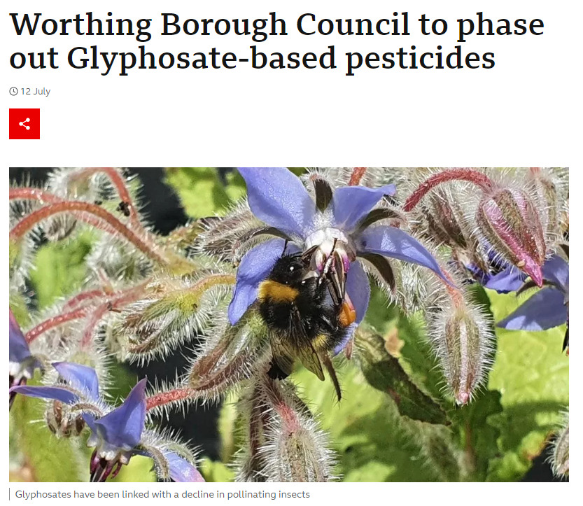 The BBC: Worthing Borough Council to phase out Glyphosate-based pesticides