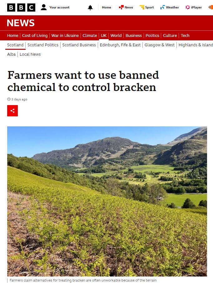 BBC - Farmers want to use banned chemical to control bracken
