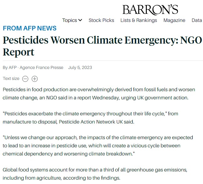 Barron's: Pesticides worsen climate emergency