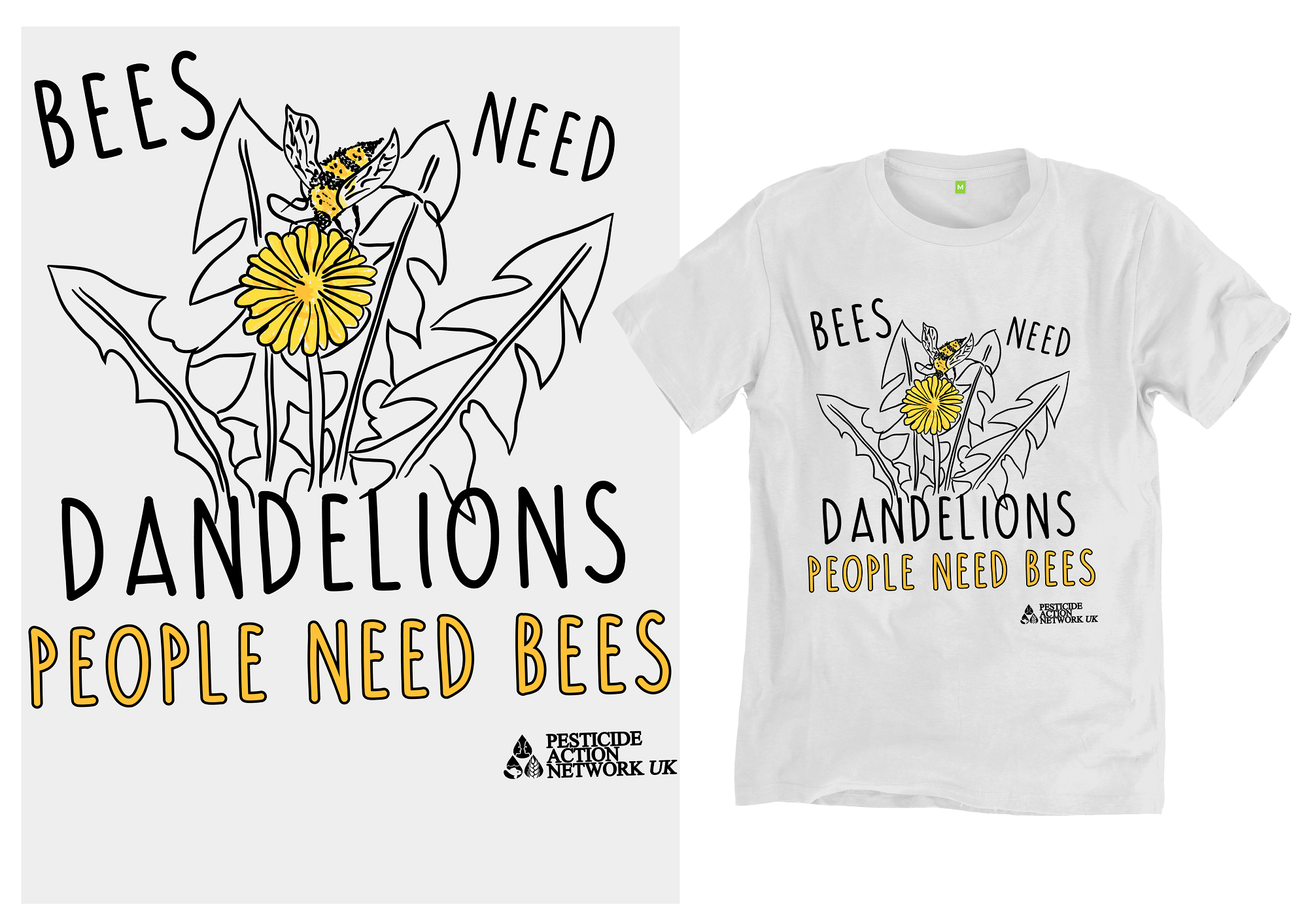 Bees need dandelions t-shirts