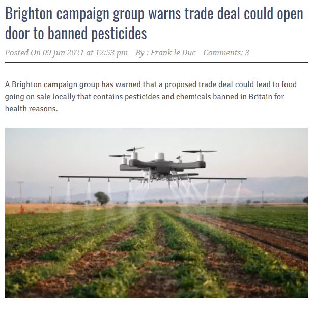 Brighton & Hove News: Brighton campaign group warns trade deal could open door to banned pesticides