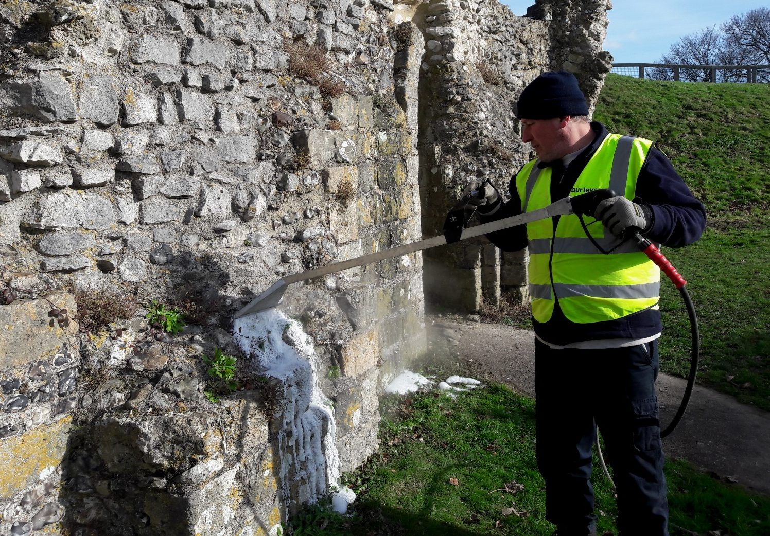 Burleys using Foamstream to kill weeds