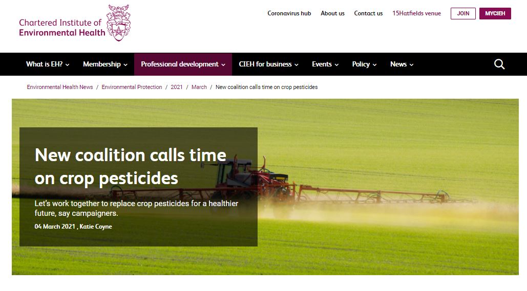 Chartered Institute of Environmental Health: New coalition calls time on crop pesticides