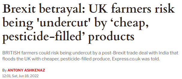 Daily Express: Brexit betrayal - UK farmers risk being 'undercut' by ‘cheap, pesticide-filled’ products