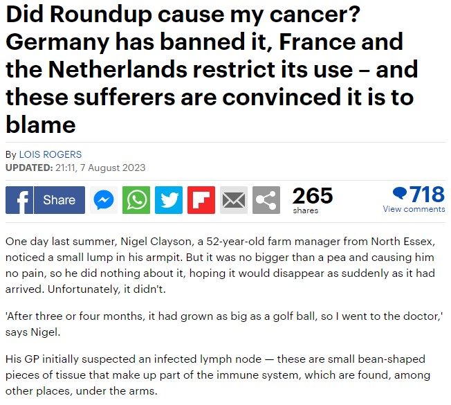 Daily Mail: Did Roundup cause my cancer?
