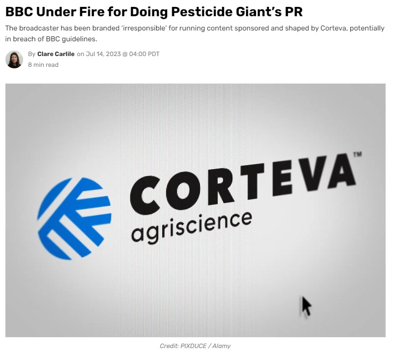 DeSmog: BBC under fire for doing pesticide giant’s PR