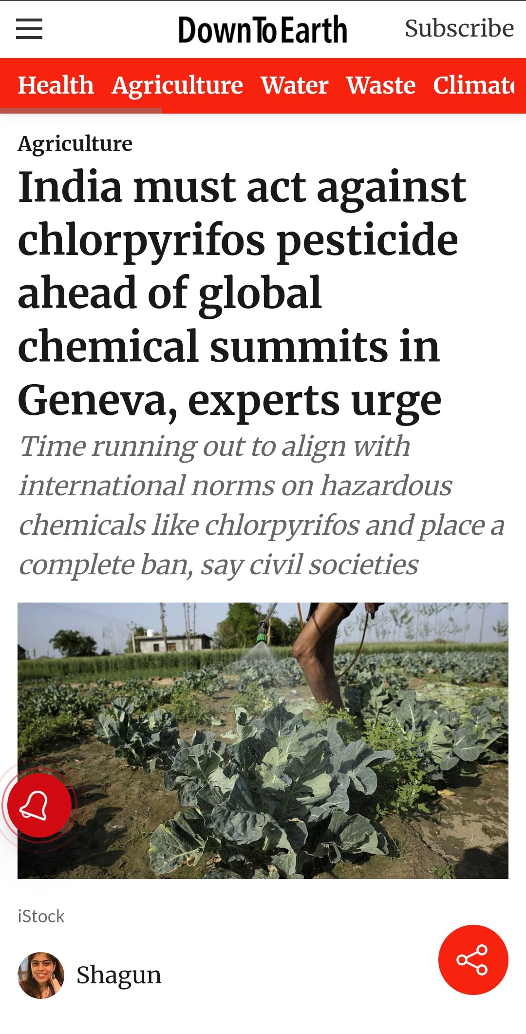 India must act against chlorpyrifos pesticide ahead of global chemical summits in Geneva, experts urge