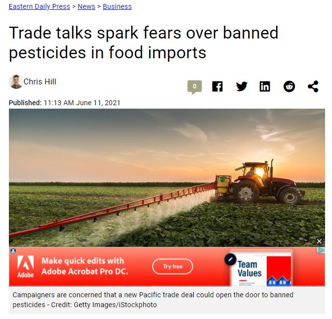 Eastern Daily Press - Trade talks spark fears over banned pesticides in food imports
