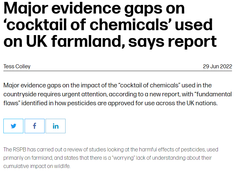 The Ends Report: Major evidence gaps on ‘cocktail of chemicals’ used on UK farmland