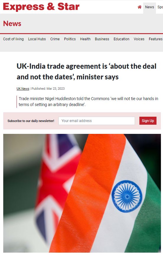 Express & Star: UK-India trade agreement is ‘about the deal and not the dates’, minister says
