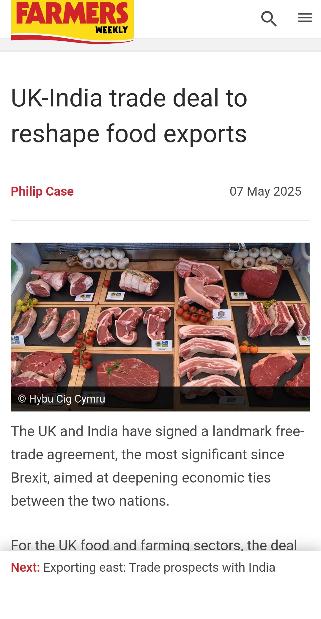 UK-India trade deal to reshape food exports