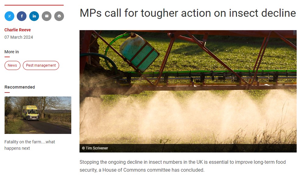 Farmers Weekly: MPs call for tougher action on insect decline