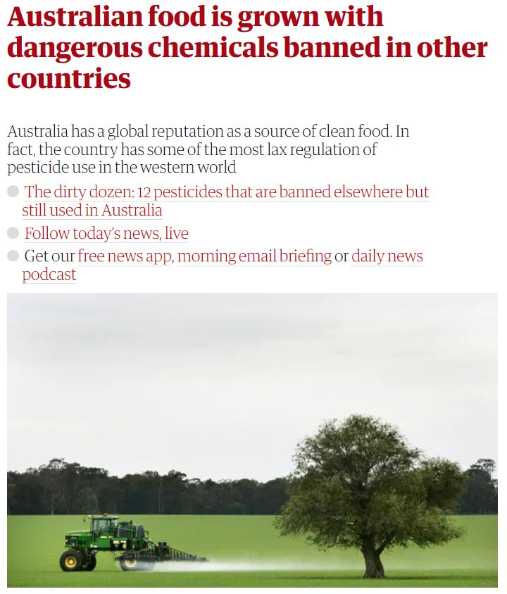 Guardian: Australian food is grown with dangerous chemicals banned in other countries