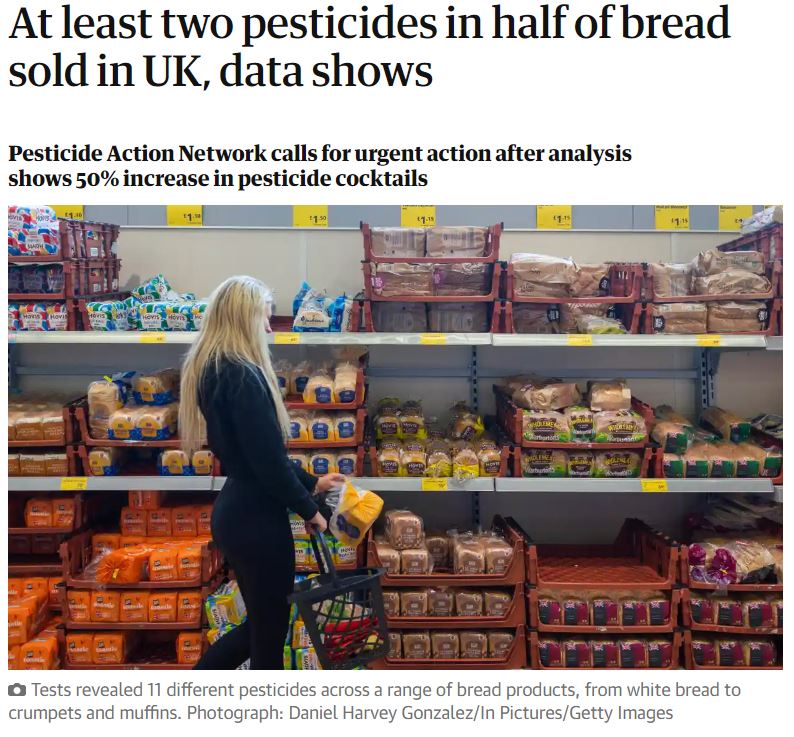 Guardian: At least two pesticides in half of bread sold in UK