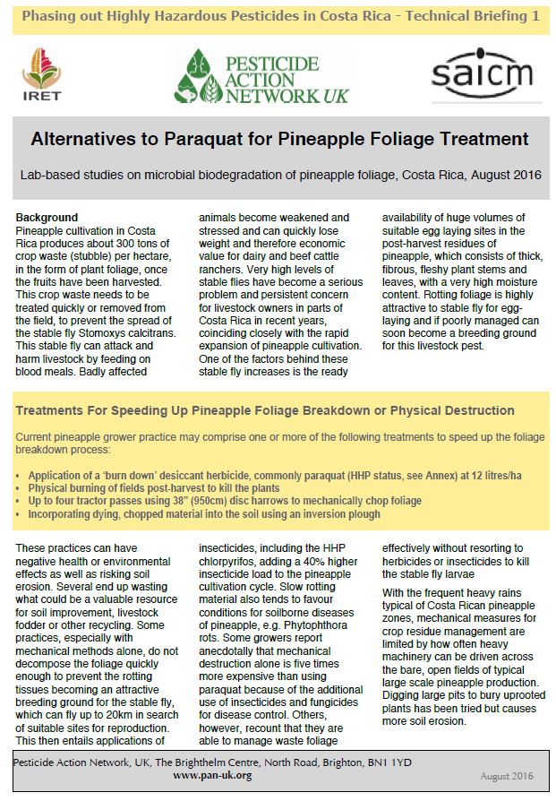 Phasing out HHPs in Costa Rica - Alternatives to paraquat in pineapples