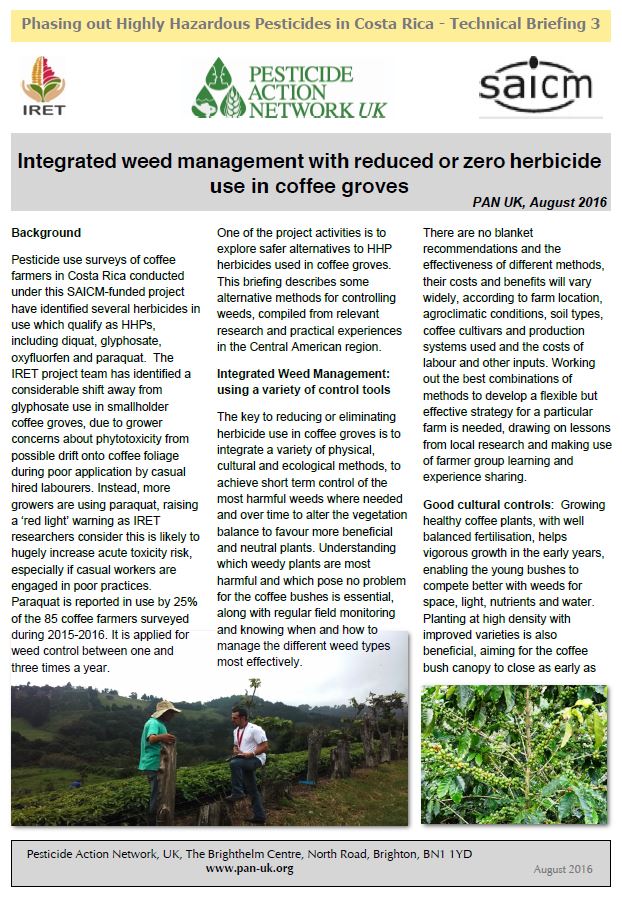 Phasing out HHPs in Costa Rica - Weed management in coffee groves