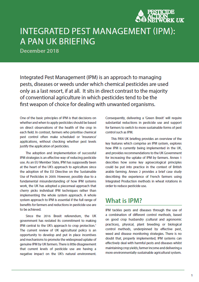 Integrated Pest Management IPM - A PAN UK briefing