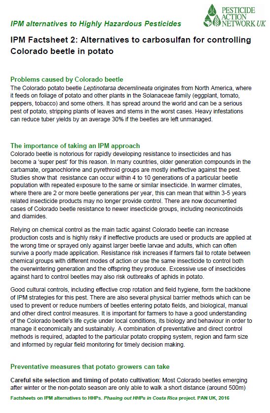 Alternatives for controlling Colorado beetle in potatoes