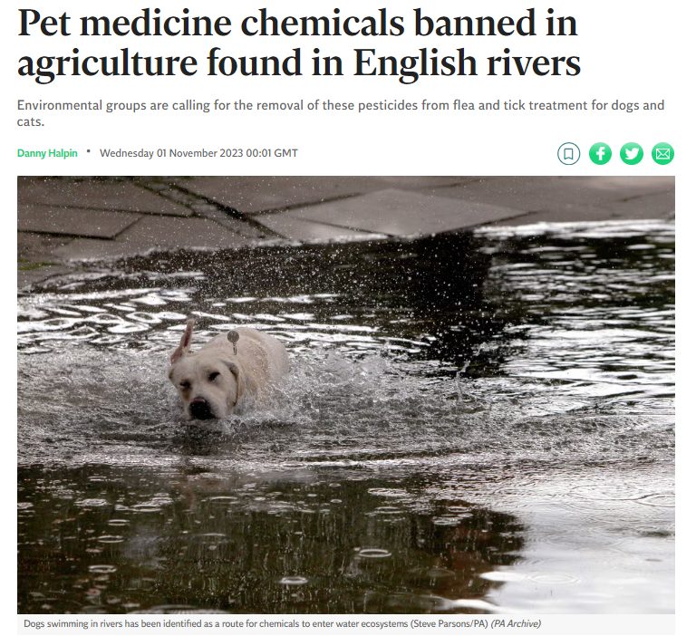 Independent: Pet medicine chemicals banned in agriculture found in English rivers