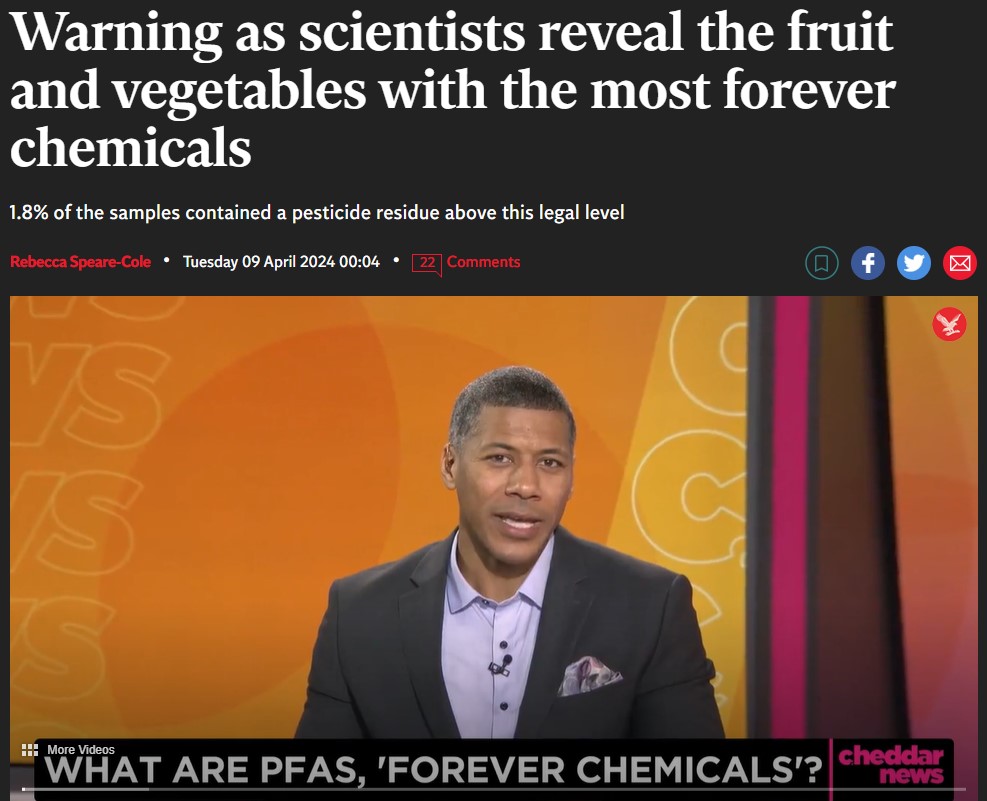 Independent: Warning as scientists reveal the fruit and vegetables with the most forever chemicals