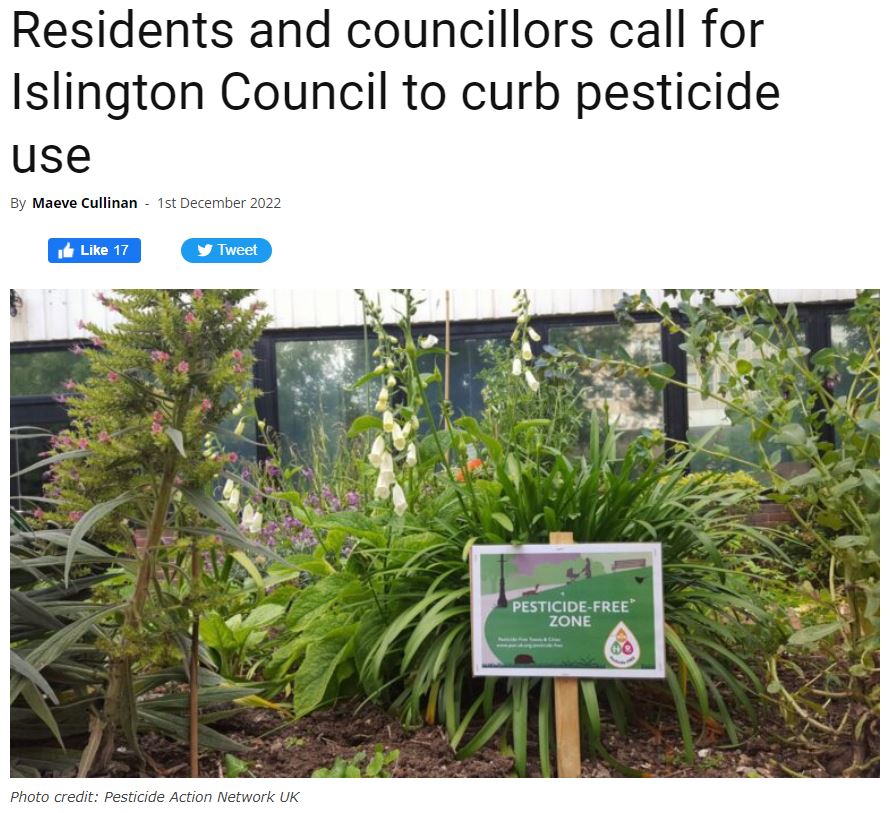 Islington Now: Residents and councillors call for Islington Council to curb pesticide use