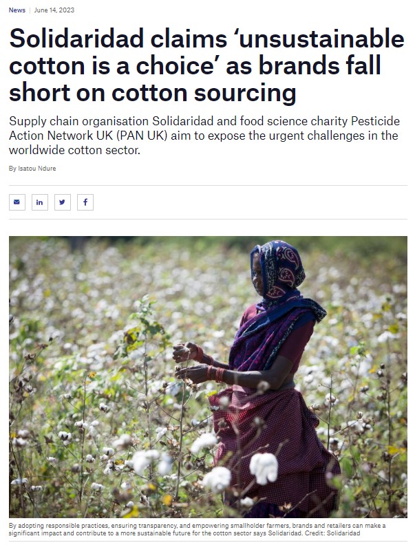 Just Style: ‘Unsustainable cotton is a choice’ as brands fall short on cotton sourcing