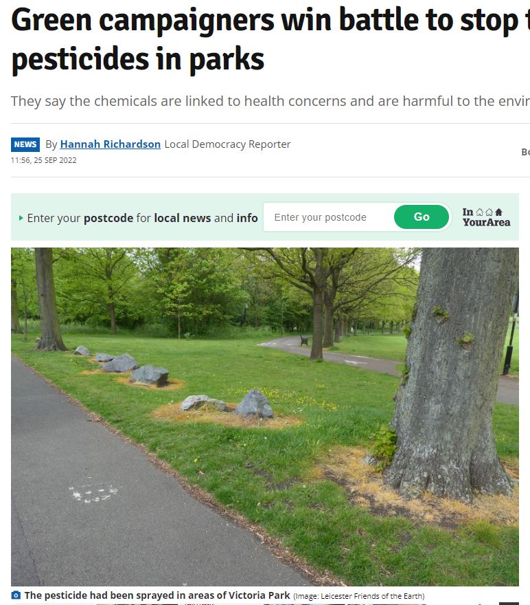 Leicester Mercury: Green campaigners win battle to stop the spraying of pesticides in parks