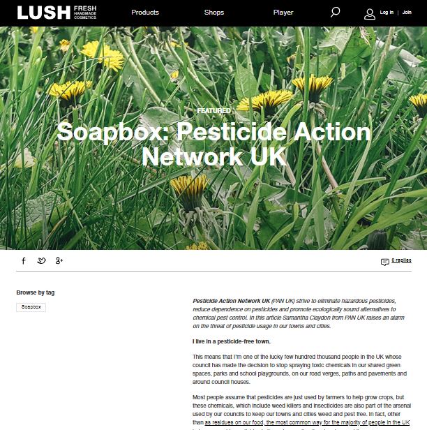 Lush Soapbox - I live in a pesticide-free town