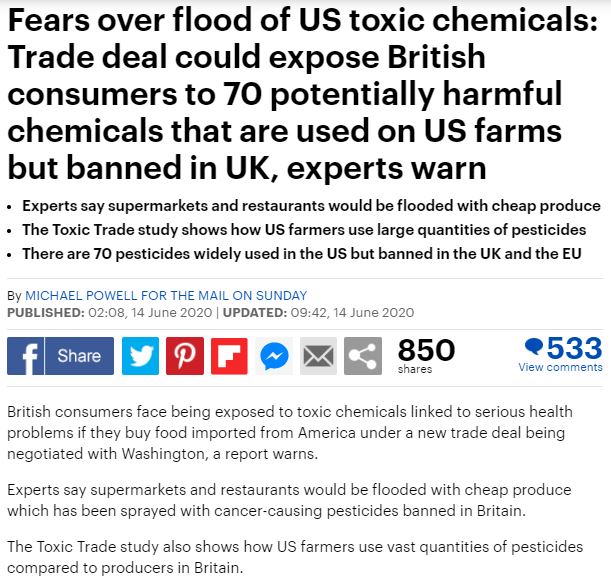 Daily Mail: Fears over flood of toxic chemicals