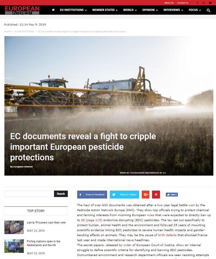 European Interest - EC documents reveal a fight to cripple important European pesticide protections