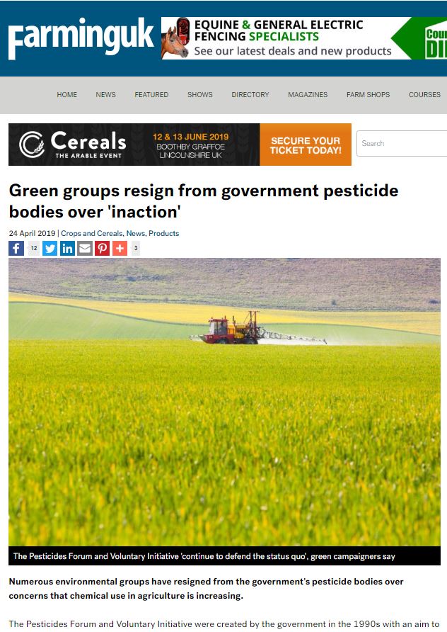 Farming UK - Green groups resign from government pesticide bodies