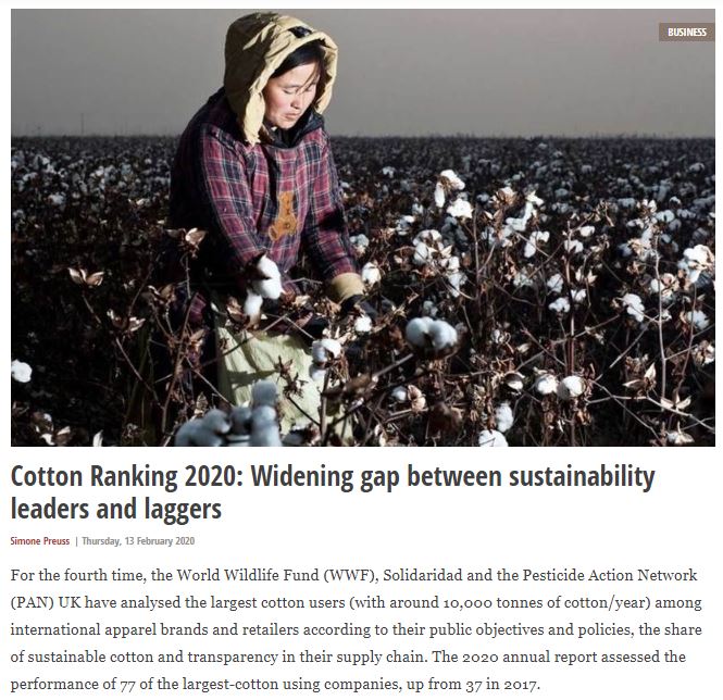 Fashion United: Cotton Ranking 2020 - widening gap between sustainability leaders and laggers