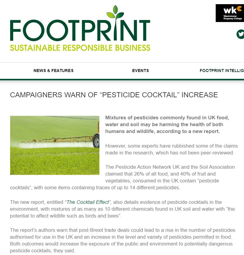 Footprint - Campaigners warn of pesticide cocktail increase