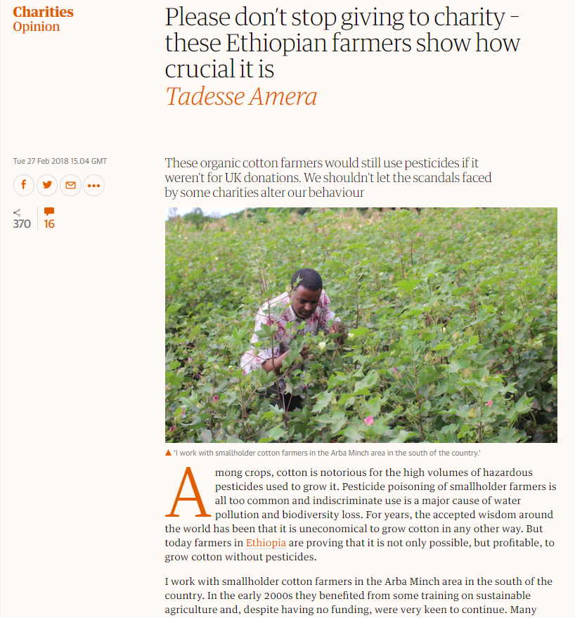 The Guardian - Please don’t stop giving to charity – these Ethiopian farmers show how crucial it is