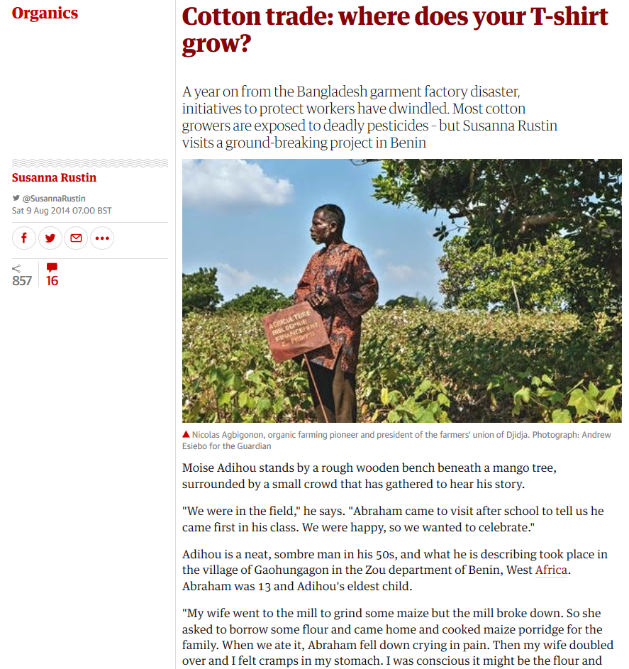 The Guardian - Cotton trade - where does your t-shirt grow