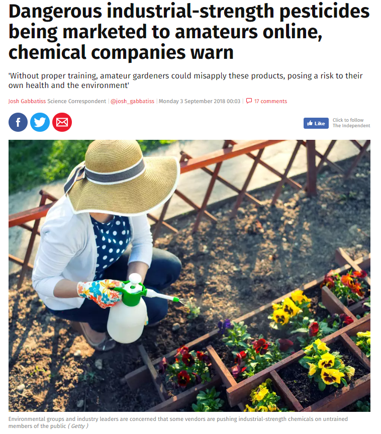 Dangerous industrial-strength pesticides being marketed to amateurs online