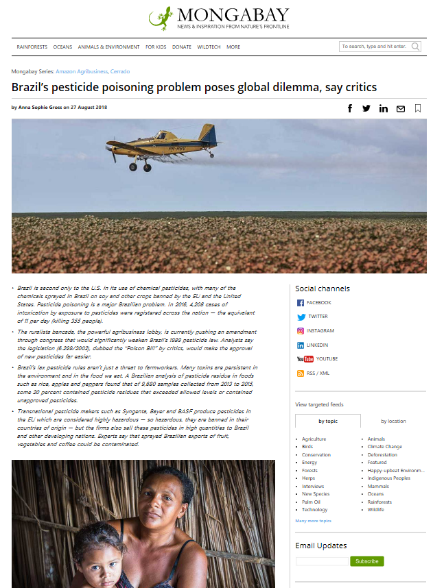 Mongabay - Brazils pesticide poisoning problem