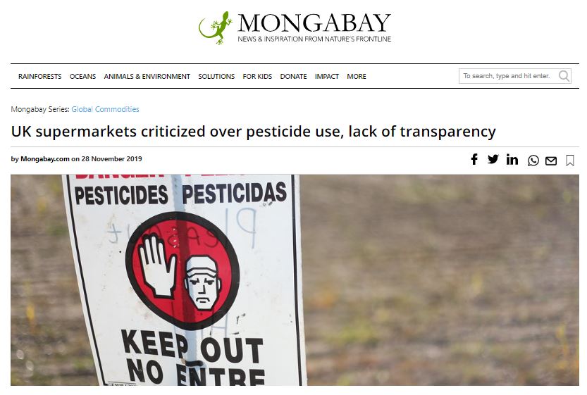 Mongabay - 28th November 2019 - UK supermarkets criticized over pesticide use