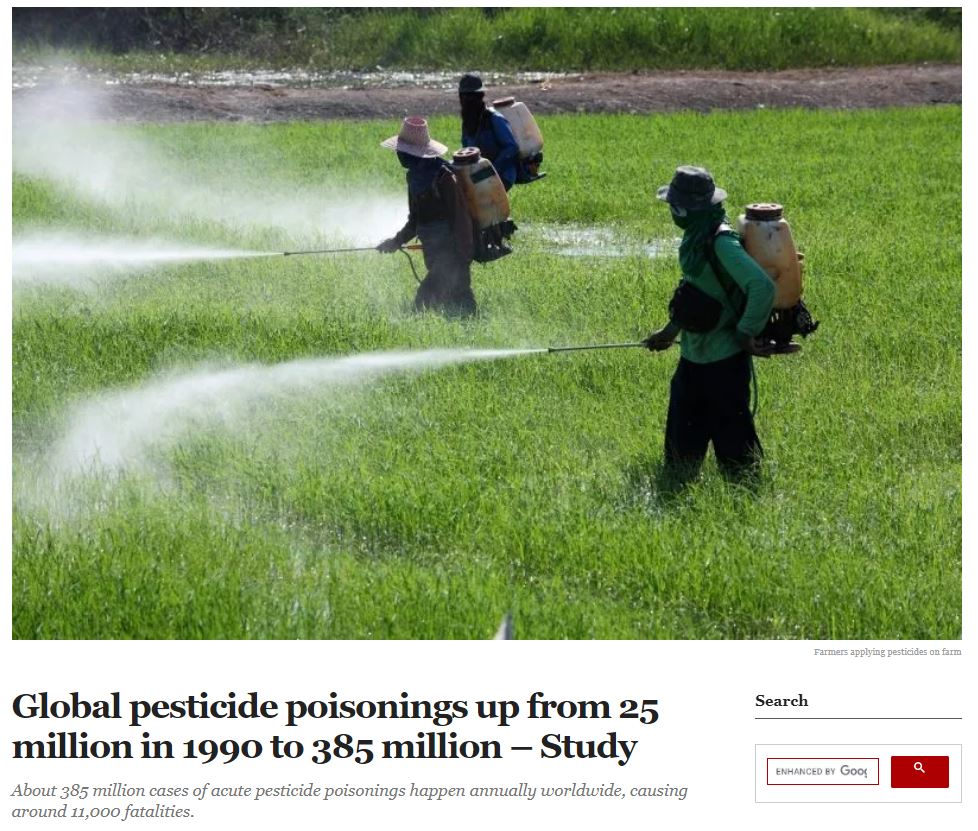 Premium Times: Global pesticide poisonings up from 25 million in 1990 to 385 million