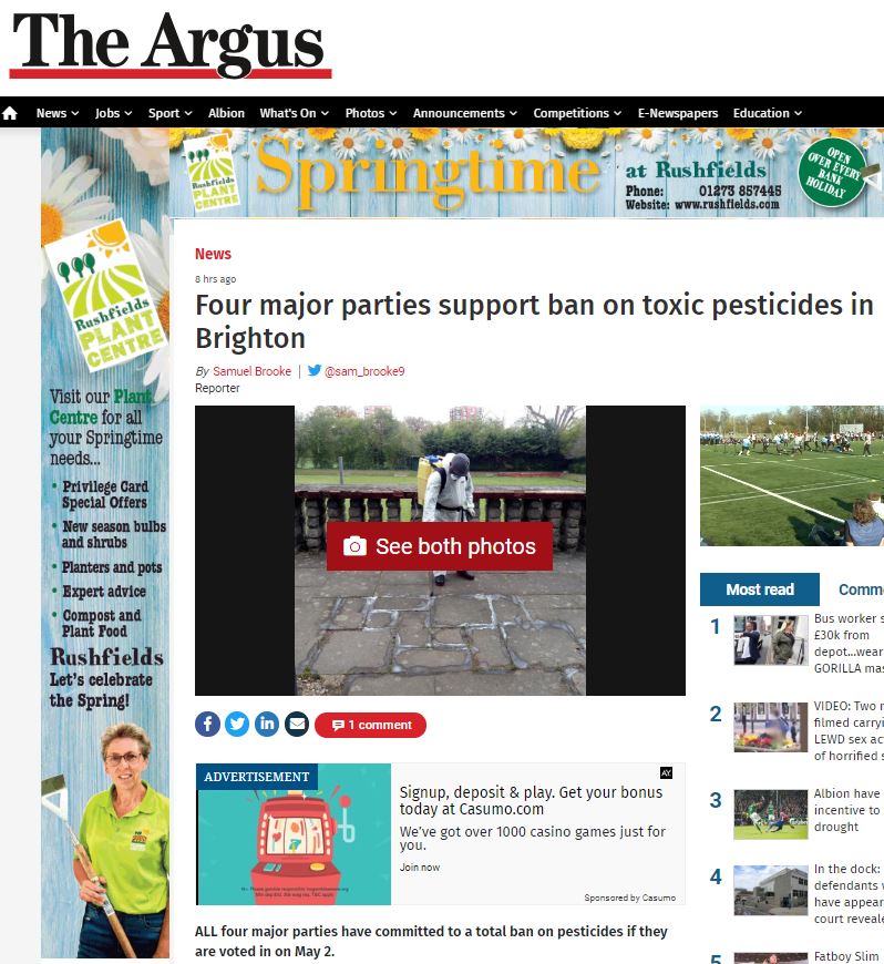 The Argus - Four major parties support ban on pesticides in Brighton & Hove