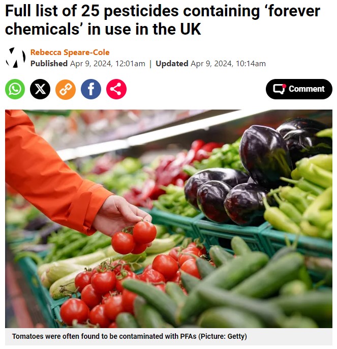 Metro: Full list of 25 pesticides containing ‘forever chemicals’ in use in the UK