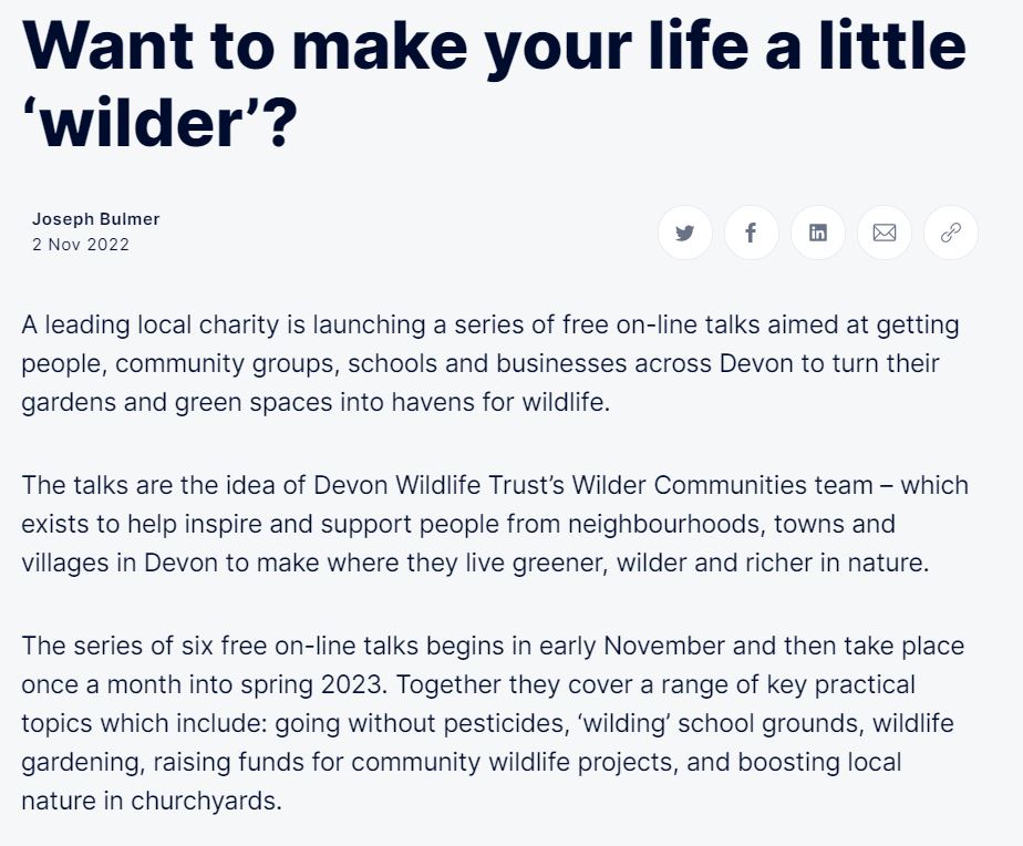 North Devon Gazette: Want to make your life a little ‘wilder’?