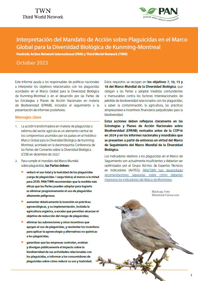 PAN-TWN KMGBF Pesticides Targets Interpretation - Spanish