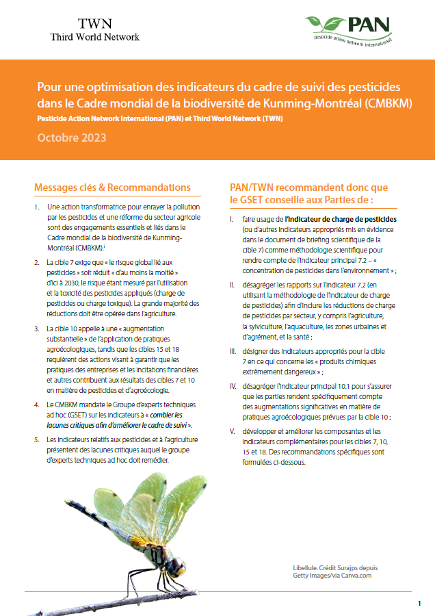 PAN-TWN Optimising the KMGBF Monitoring Indicators for Pesticides - French