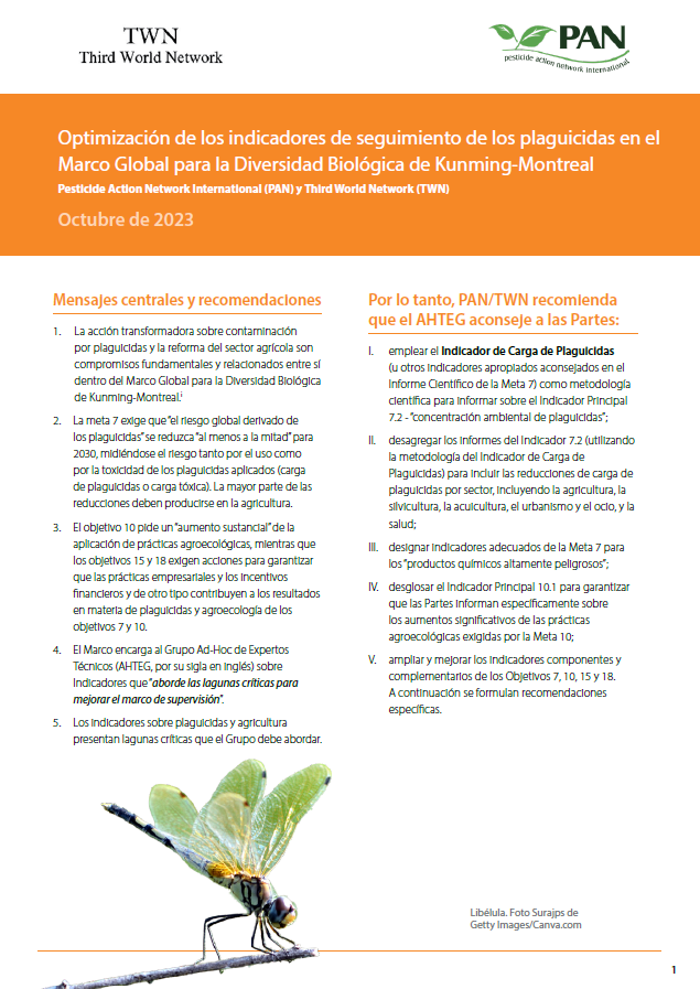 PAN-TWN Optimising the KMGBF Monitoring Indicators for Pesticides - Spanish