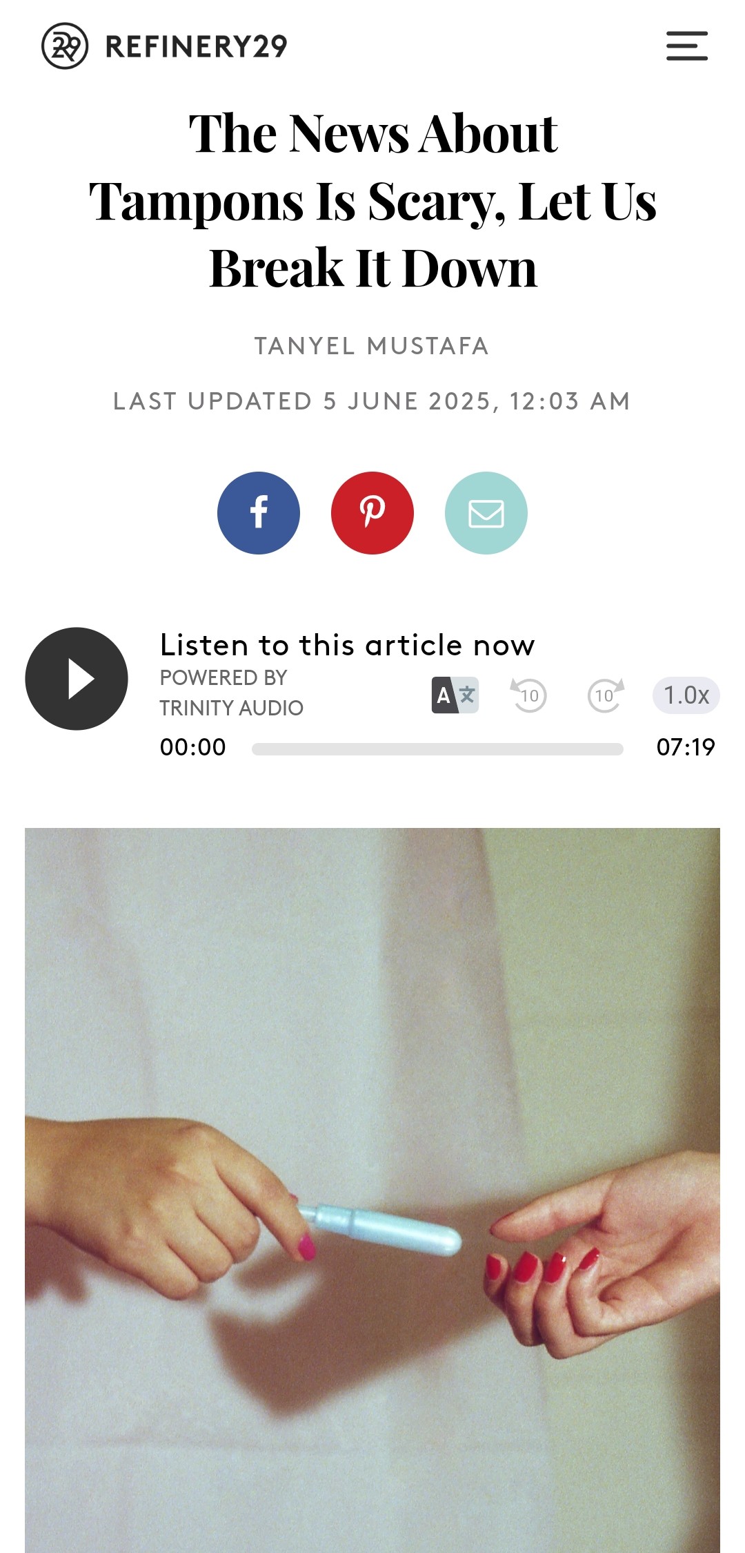 The News About Tampons Is Scary, Let Us Break It Down