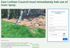 Scottish Greens: East Lothian Council must immediately halt use of toxic spray