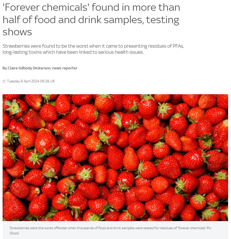 Sky News: 'Forever chemicals' found in more than half of food and drink samples