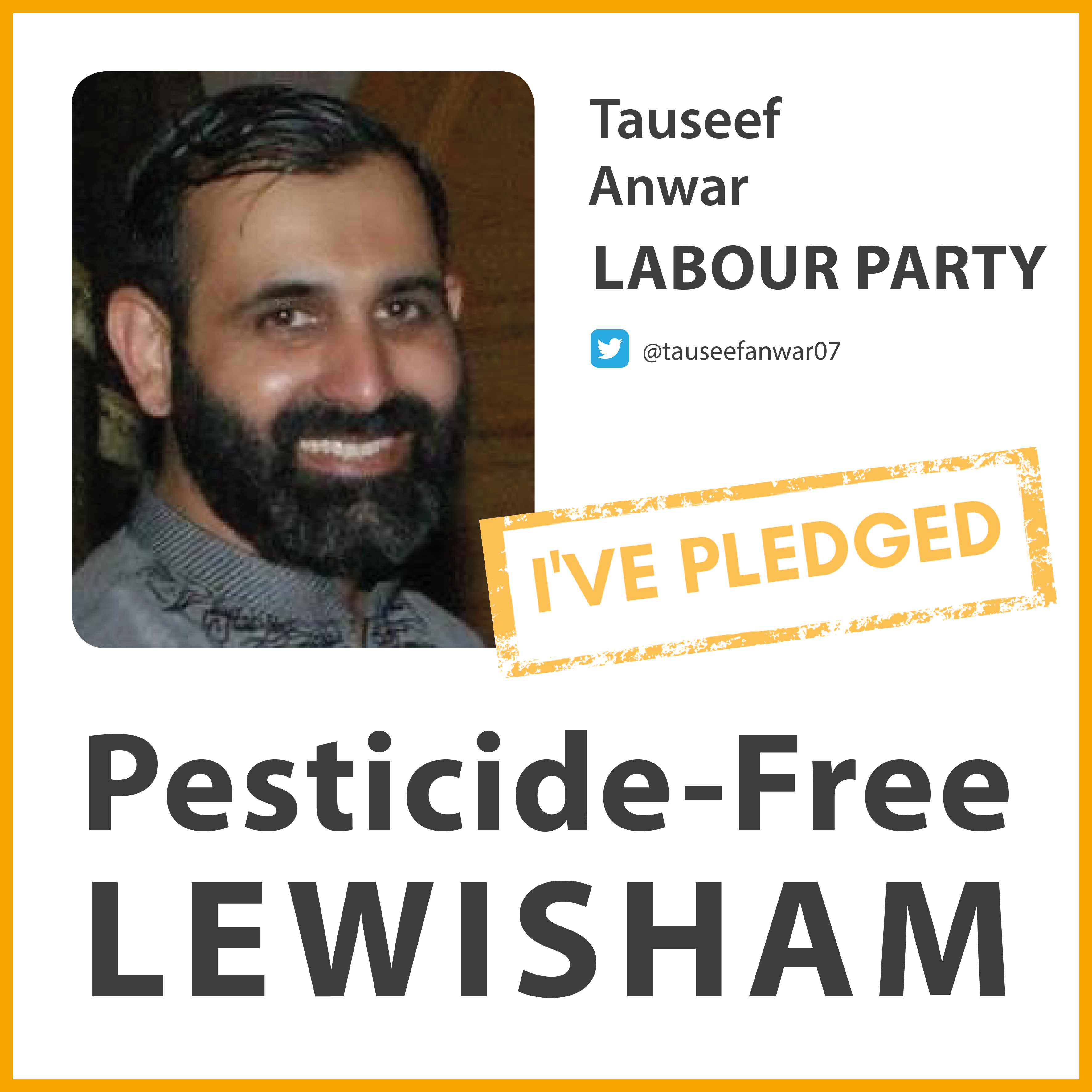 Tauseef Anwar has taken the Pesticide-Free London pledge in Lewisham