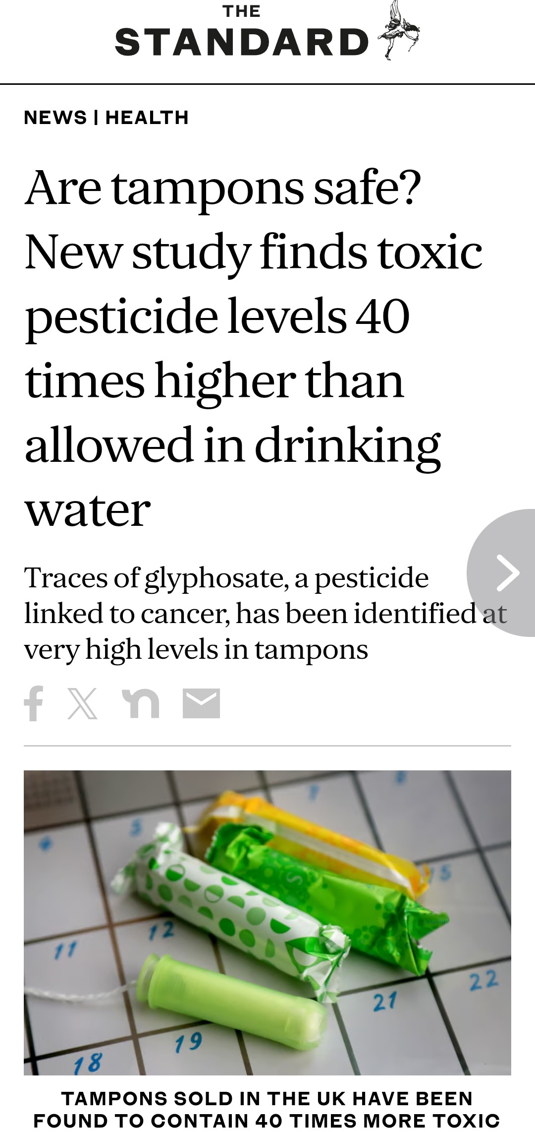 Are tampons safe? New study finds toxic pesticide levels 40 times higher than allowed in drinking water